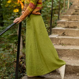Ľanová sukňa Alica zelená