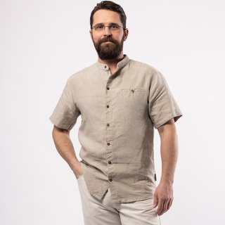 Ľanová košeľa Radovan prírodná s krátkym rukávom