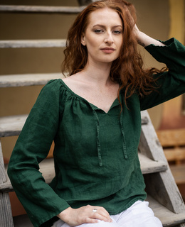 Ľanová blúzka Olena smaragd